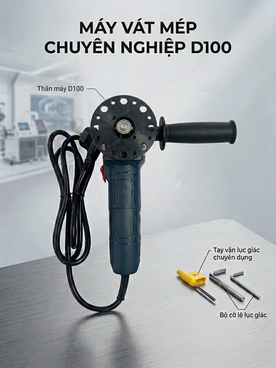 Máy vát mép D100 chuyên nghiệp, thiết kế cầm tay nhỏ gọn, vát mép kim loại chính xác cao.